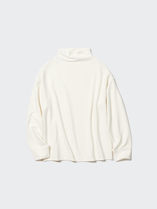 Women's Soft Knitted Fleece Mock Neck Long Sleeve T-Shirt UNIQLO ID