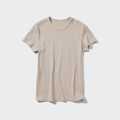 Soft Ribbed Short Sleeve Crew Neck T-Shirt