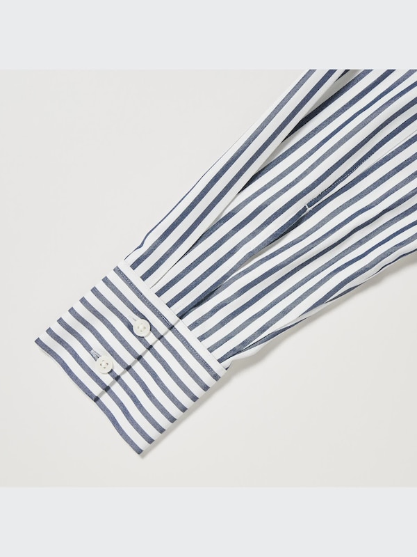 Gaun Kemeja Rayon Blend | Garis Lengan Panjang