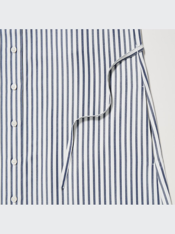 Gaun Kemeja Rayon Blend | Garis Lengan Panjang