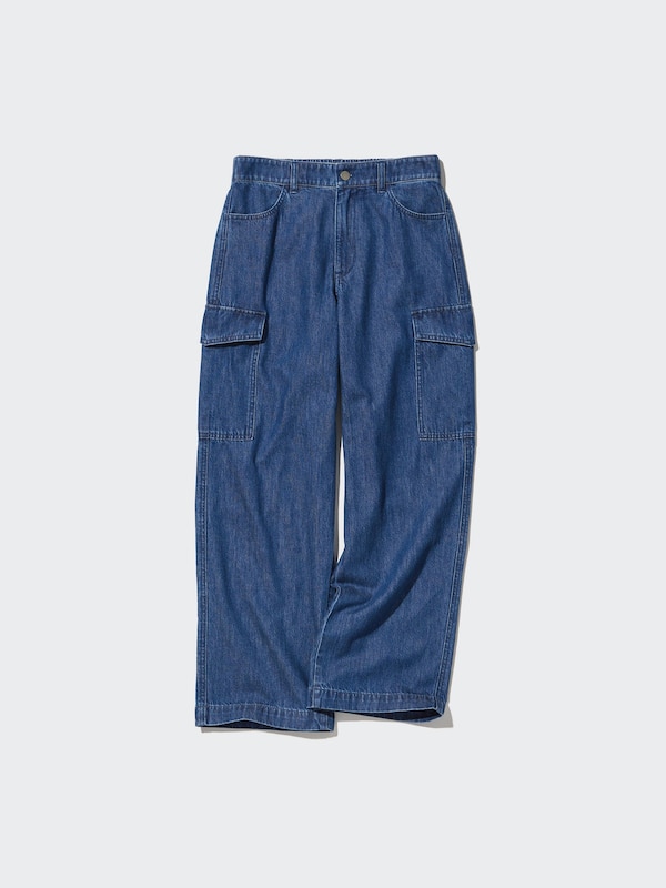 デニムワイドストレートカーゴパンツ（丈標準70～72cm）