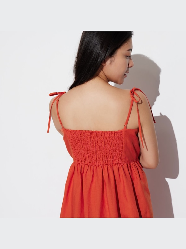 Đầm Hai Dây Vải Pha Linen