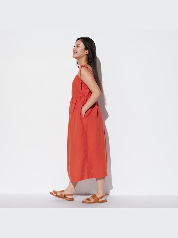 Đầm Hai Dây Vải Pha Linen