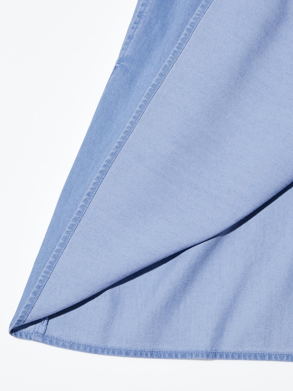 GIRLS Gaun Gather Chambray Lengan Pendek