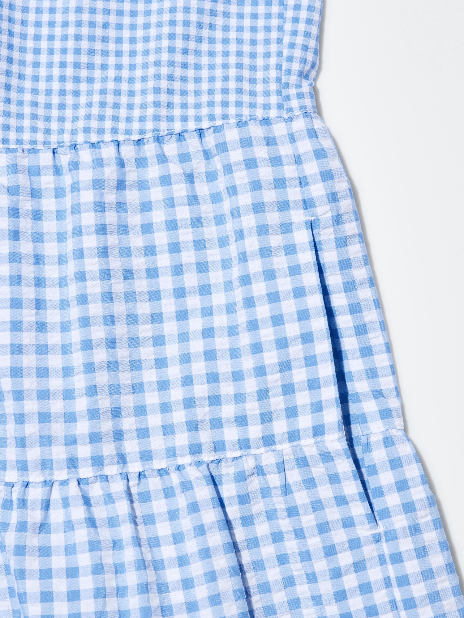 GIRLS SEERSUCKER TIERED (CHECKED) SLEEVELESS DRESS | UNIQLO SG