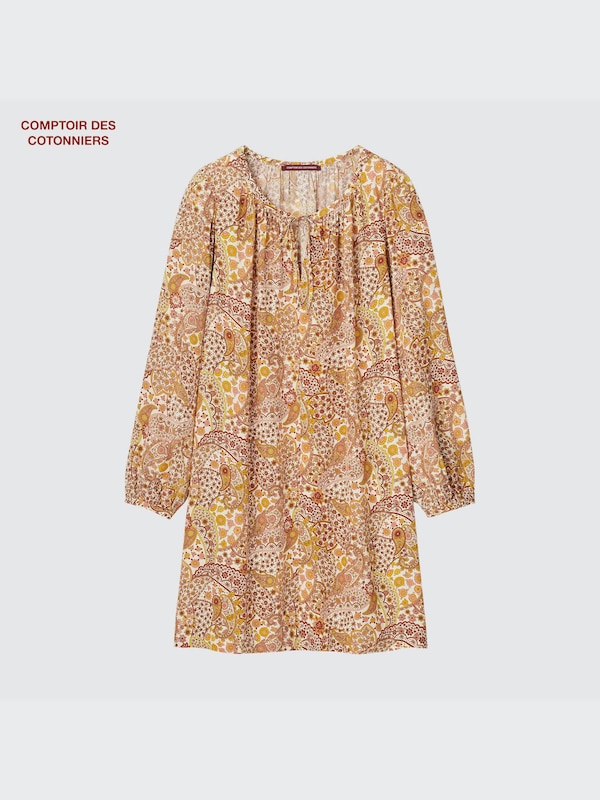 プリントワンピース（長袖・ペイズリー・コントワーデコトニエ）