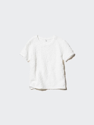 BABY 半袖 シャーリングカットソー 白 ふわっと広がるAラインで魅せる 