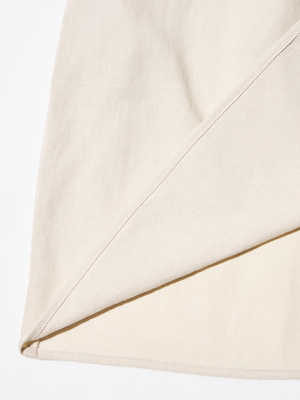 GIRLS Gaun Gather Linen Campuran Lengan Pendek