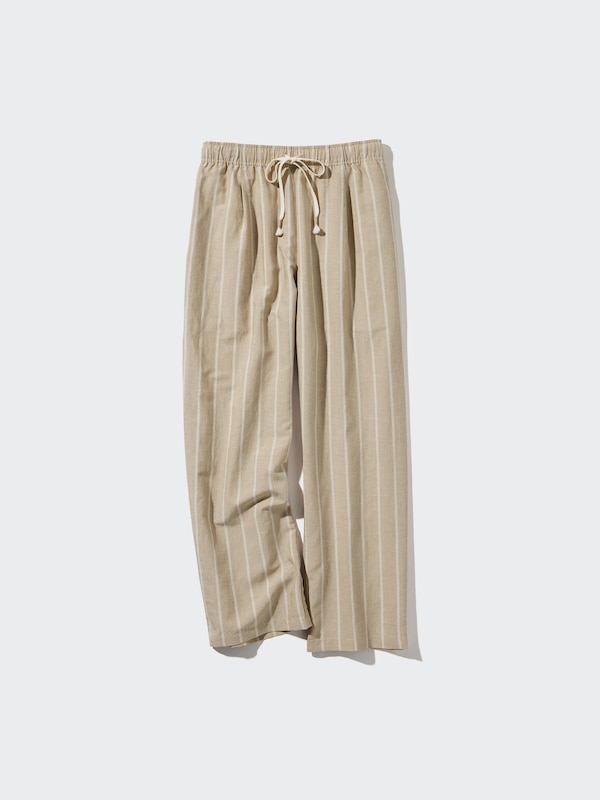 Celana Rileks Linen Blend (Garis)