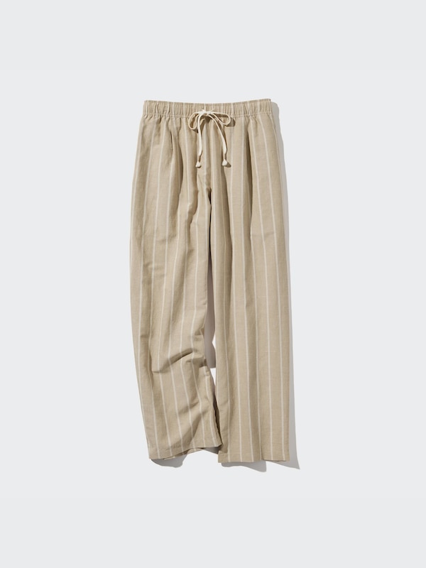Celana Rileks Linen Blend (Garis)