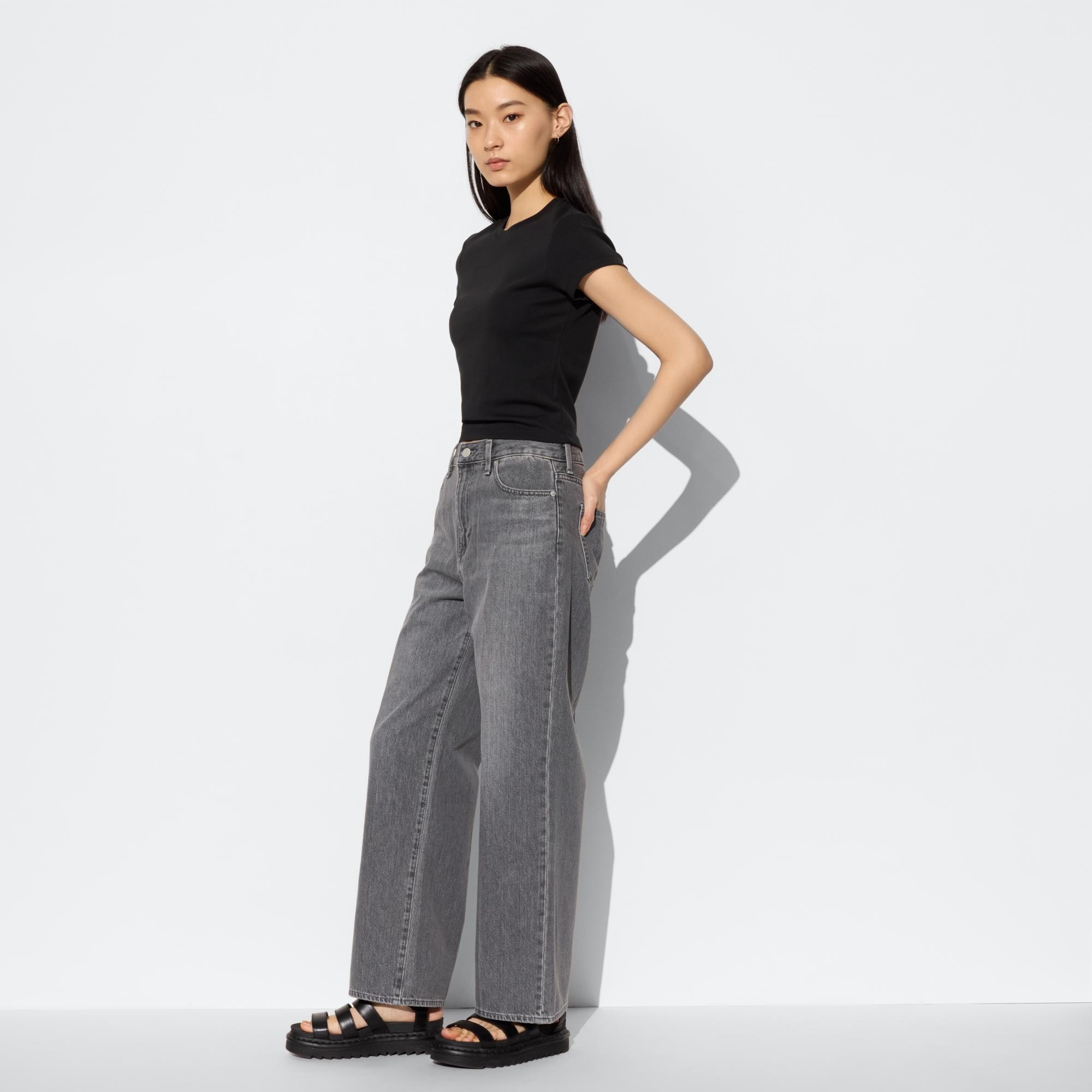 Uniqlo high 2024 rise straight jeans