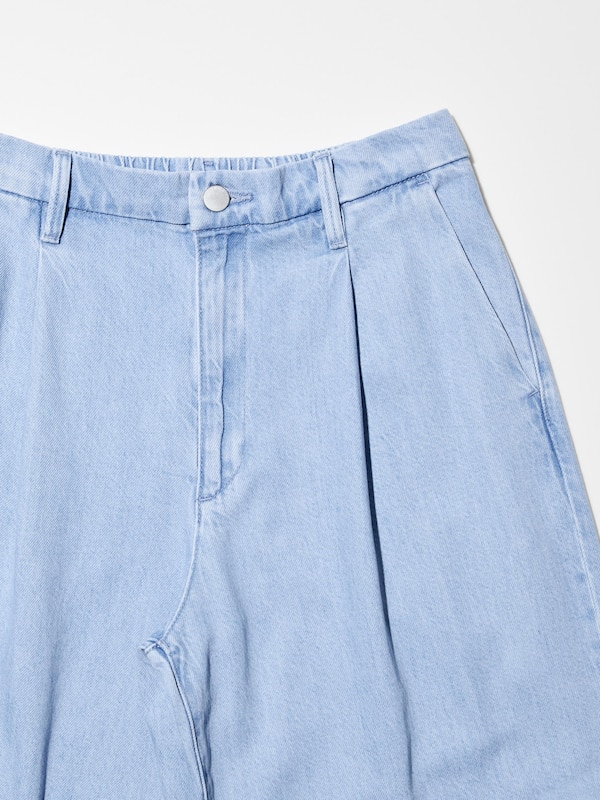 Drapey Denim Pleated Pants