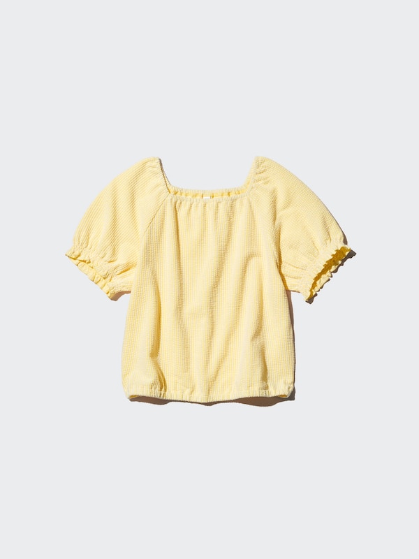 GIRLS シャーリングボリュームスリーブTシャツ