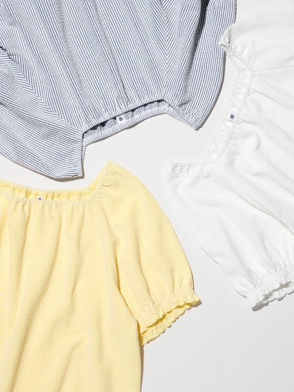 GIRLS シャーリングボリュームスリーブTシャツ