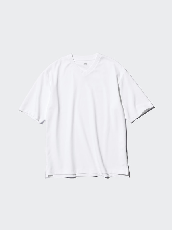エアリズムコットンリラックスVネックTシャツ/5分袖