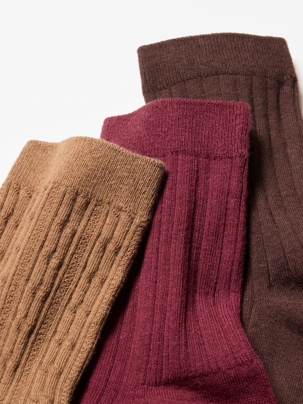 ソックス/3足組/クルーケーブル