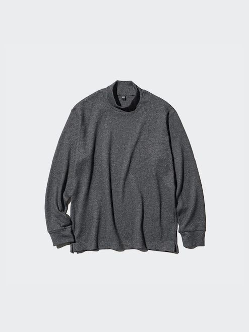 MEN'S SOFT KNITTED FLEECE MOCK NECK LONG SLEEVE T-SHIRT UNIQLO TH