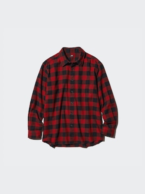 Flannel Checked Shirt Long Sleeve Regular Collar