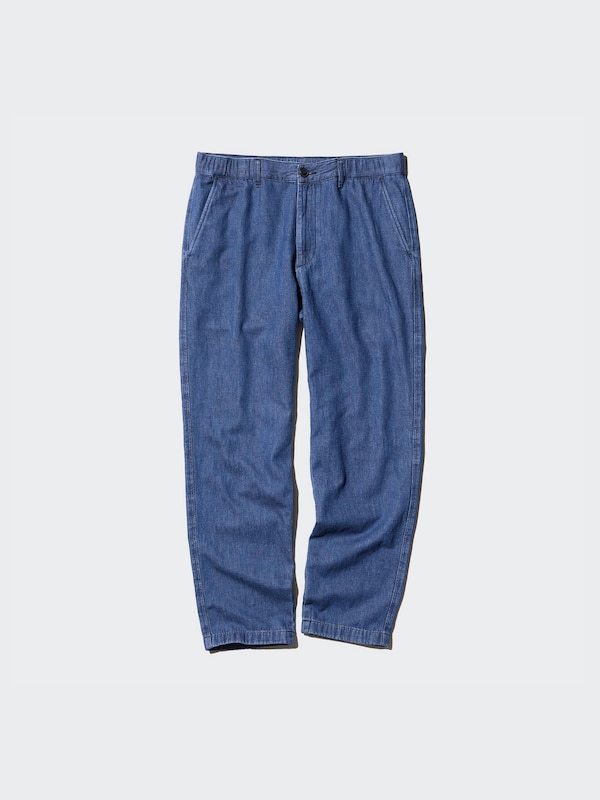 Denim Relaxed Pants | Cotton Linen