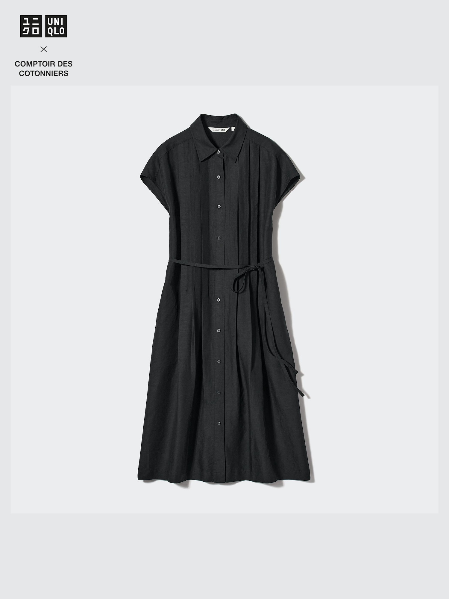 Gaun Kemeja Linen Blend Lengan Pendek Wanita UNIQLO ID