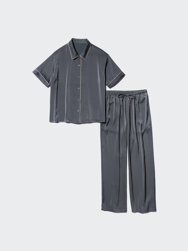 Piyama Satin Lengan Pendek (Celana Panjang)