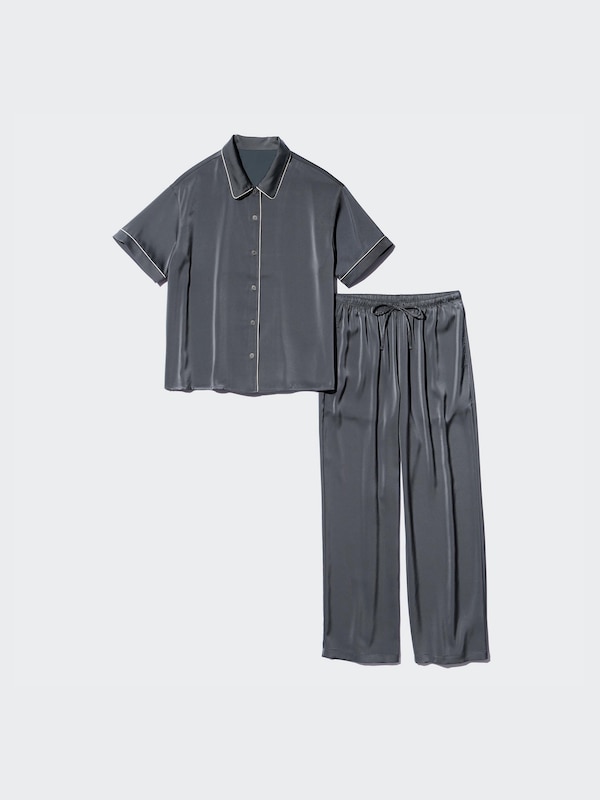 Piyama Satin Lengan Pendek (Celana Panjang)