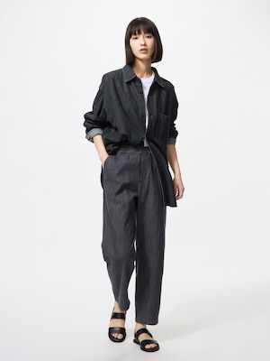 Cotton Relaxed Ankle Pants | Denim