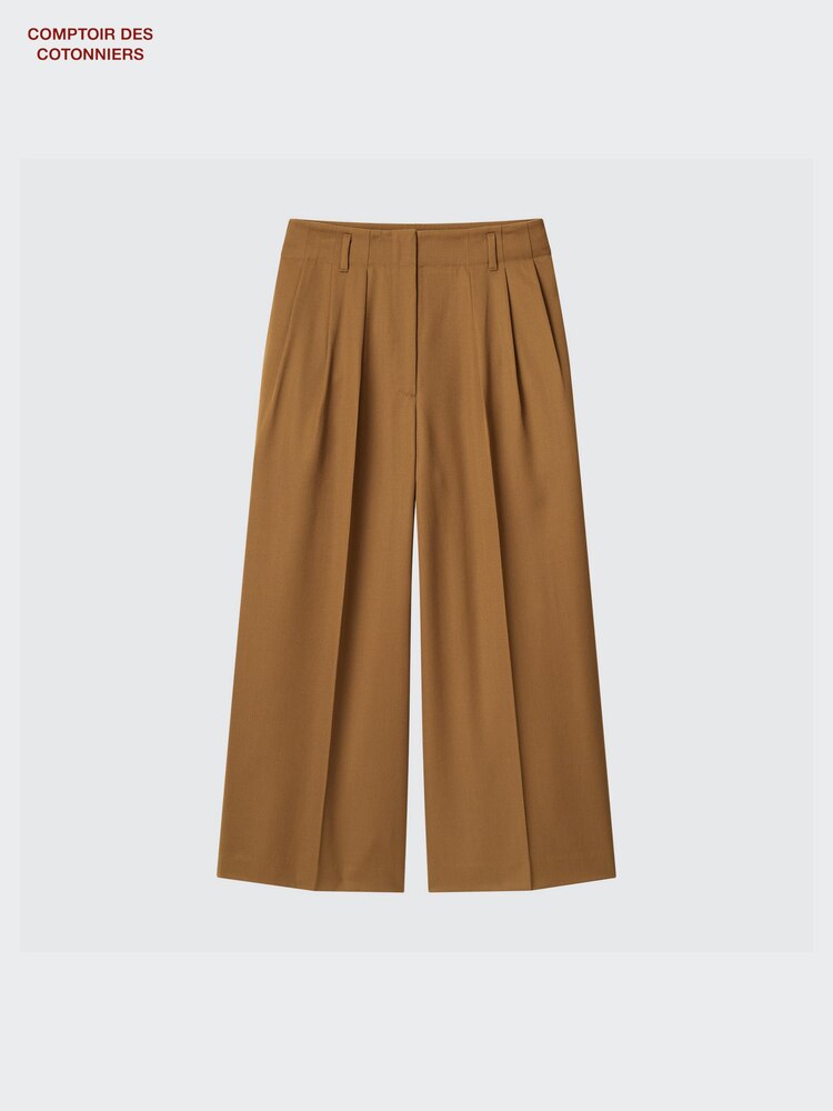 ユニクロ公式 | タックワイドウールクロップドパンツ 