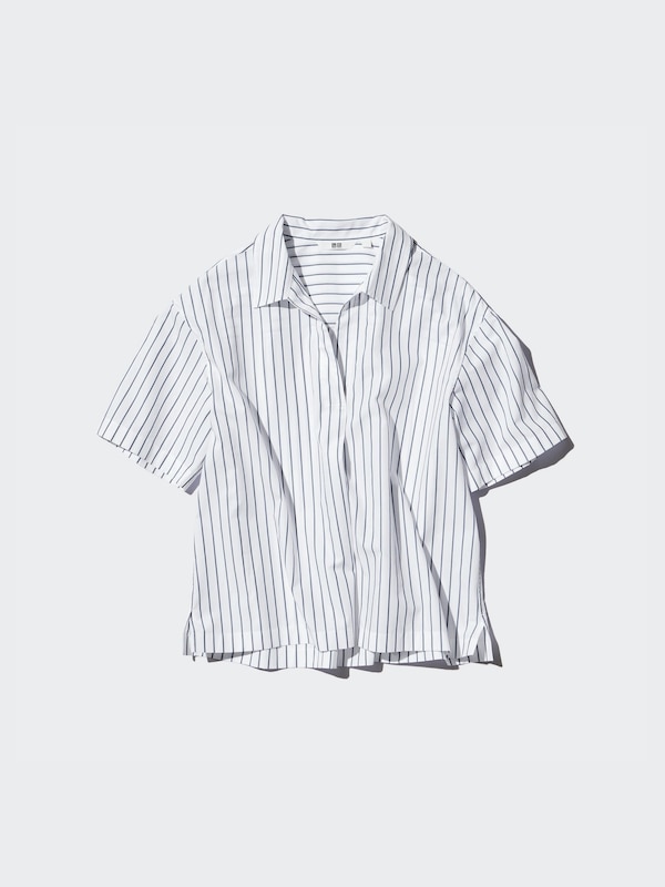 Áo Kiểu Vải Rayon Cổ Mở | Tay 3/4 | Kẻ Sọc