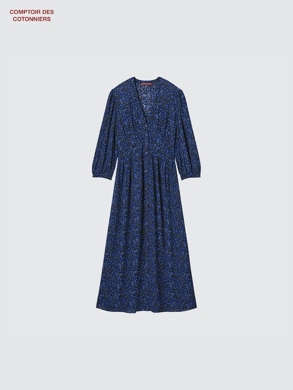 レーヨンプリントロングワンピース