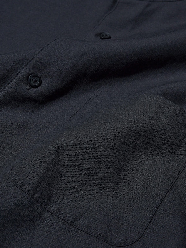 Cotton Linen Stand Collar Shirt | Short Sleeve