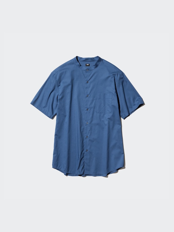 Modal Cotton Stand Collar Shirt | Short Sleeve