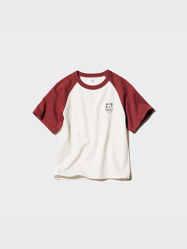 AIRism Katun T-Shirt Grafis Kerah Bulat | Raglan