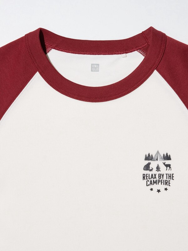 AIRism Katun T-Shirt Grafis Kerah Bulat | Raglan