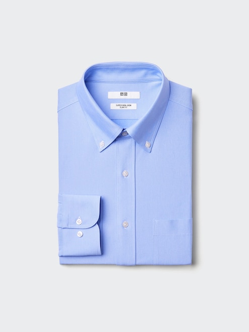 MEN'S SUPER NON IRON JERSEY SLIM FIT LONG SLEEVE SHIRT BUTTON