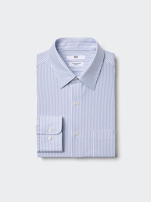 MEN'S SUPER NON IRON JERSEY SLIM FIT LONG SLEEVE SHIRT (STRIPED