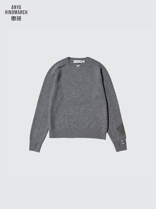 ユニクロ アニヤハインドマーチ カシミヤクルーネックセーター グレー xl