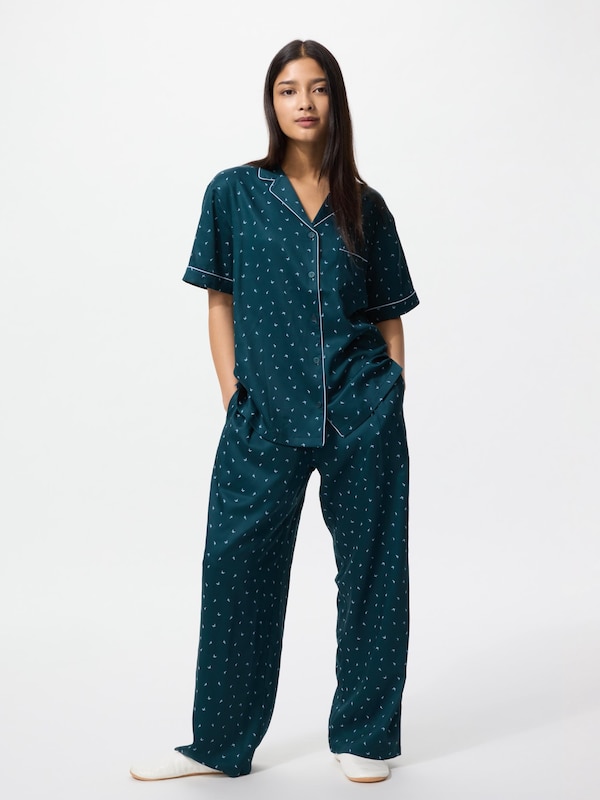 Piyama Satin Lengan Pendek (Celana Panjang)