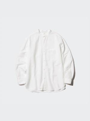 Cotton Linen Stand Collar Shirt | Long Sleeve