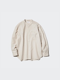 Cotton Linen Stand Collar Shirt | Long Sleeve