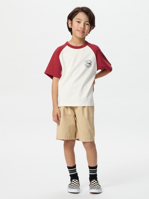 KIDS AIRism코튼그래픽크루넥T(래글런)