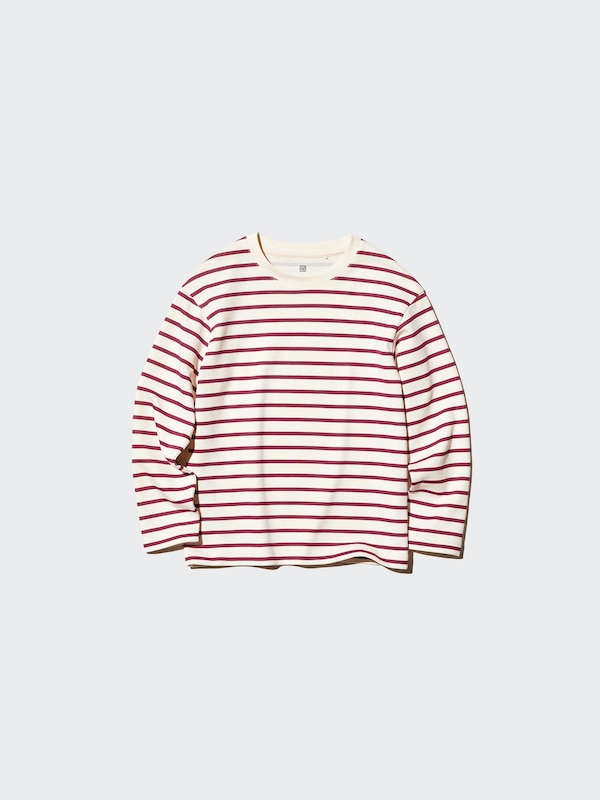 AIRism Cotton Crew Neck T-shirt | Long Sleeve | Stripe