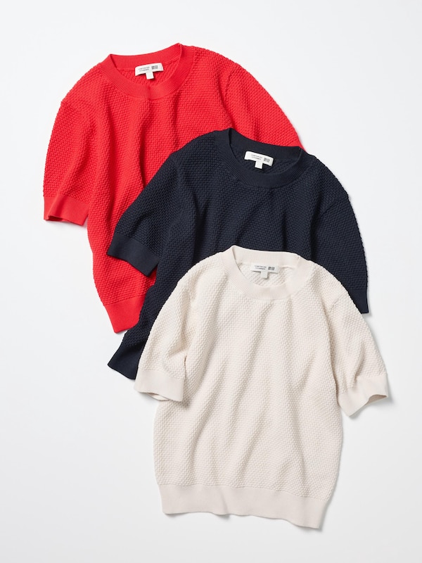 Cotton Popcorn Sweater Short Sleeve