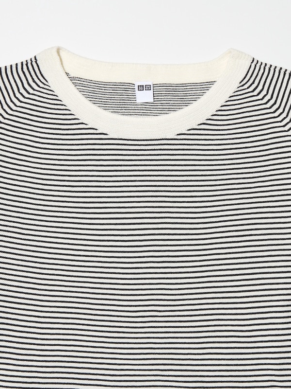 3D Knit Sweater | Short Sleeve Stripe