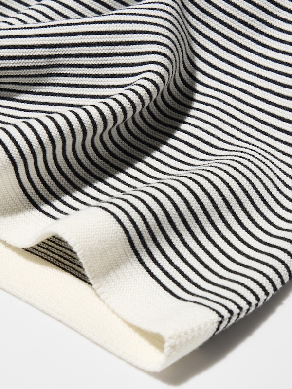 3D Knit Sweater | Short Sleeve Stripe