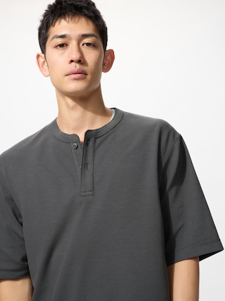 ドライワッフルヘンリーネックTシャツ