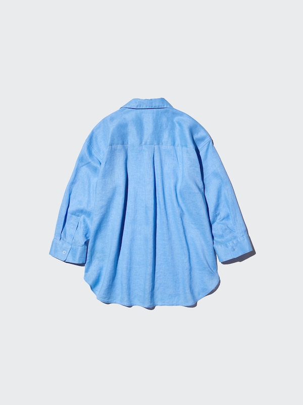 Premium Linen Skipper Collar Shirt 3/4 Sleeve