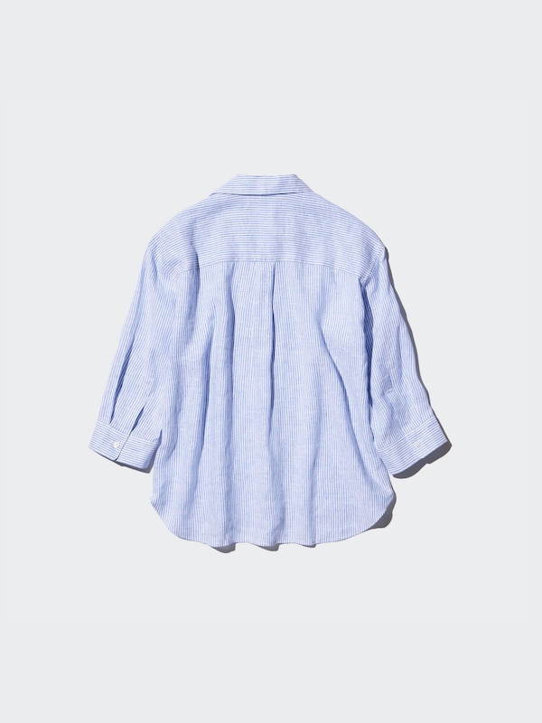 Premium Linen Skipper Collar Shirt 3/4 Sleeve