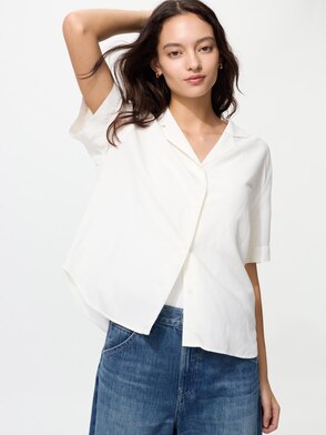LINEN BLEND OPEN COLLAR SHIRT