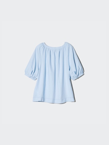 LINEN BLEND VOLUME SLEEVE BLOUSE